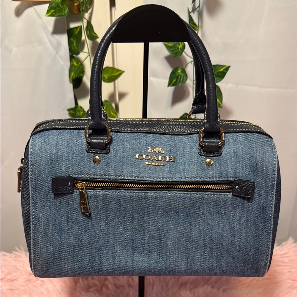Coach Denim with Blue Leather Handbag